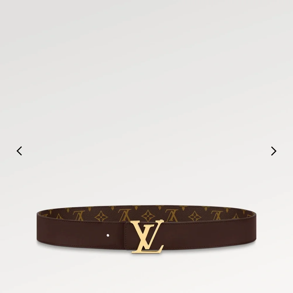 Louis Vuitton Brown Monogram Initiales Canvas Belt with Gold LV Buckle